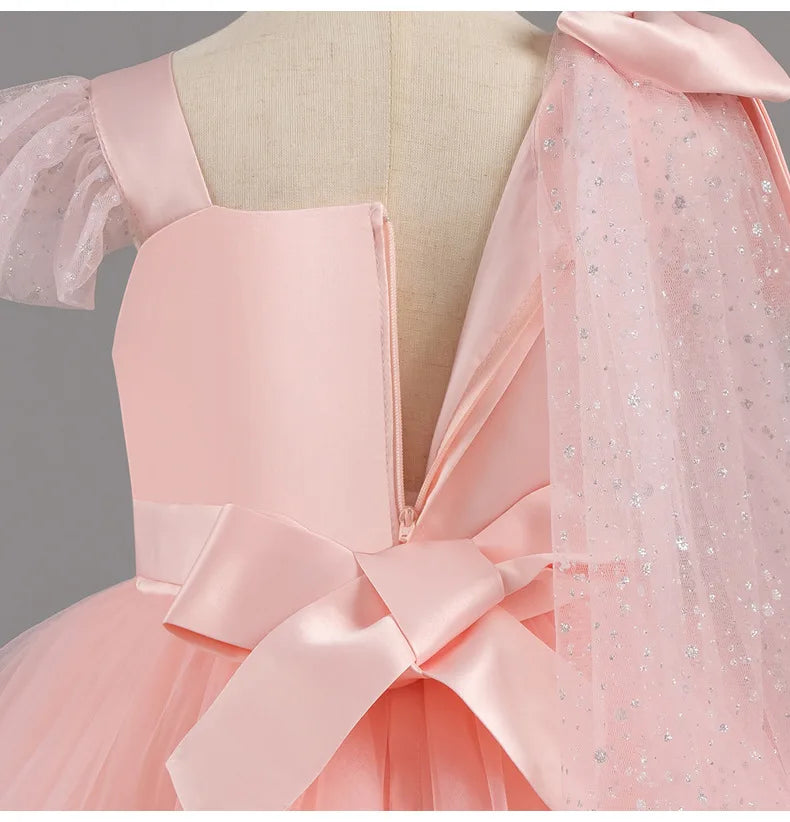 Fashion Solid Color Girl Princess Dress Lace Sleeveless Bow Dress for Girls Summer New Kids Girls Party Dresses 1-9 Years