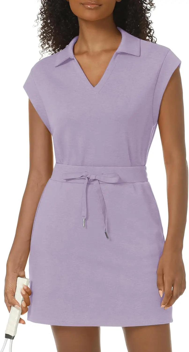 Womens Two Piece Skirt Sets Tennis Outfits Casual Cap Sleeve Lapel Shirt Summer Athletic Sport Short Skort Set