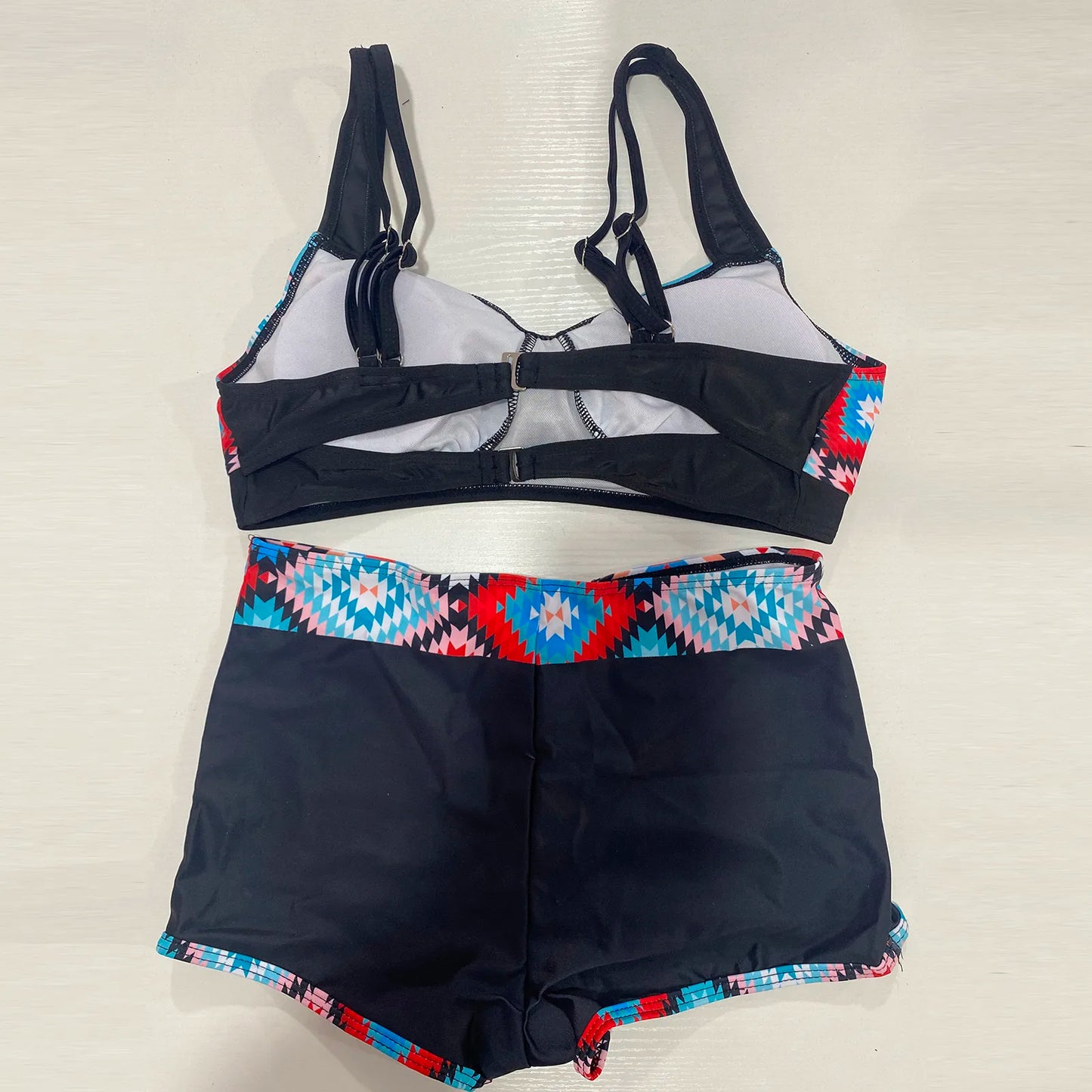 Womens Swimsuits Big Breast Elastic High Waisted Bikinis Sexy Push Up Two Pieces Bathing Suit Ladies Vintage Printed Biquinis