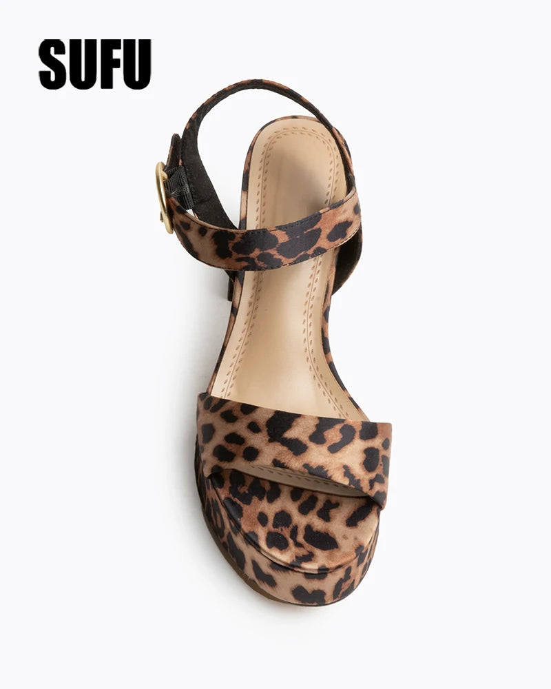 SUFU Women's Sandals Shoes Comfortable Breathable Casual Slip-On Leather Sandals for Spring Summer Autumn