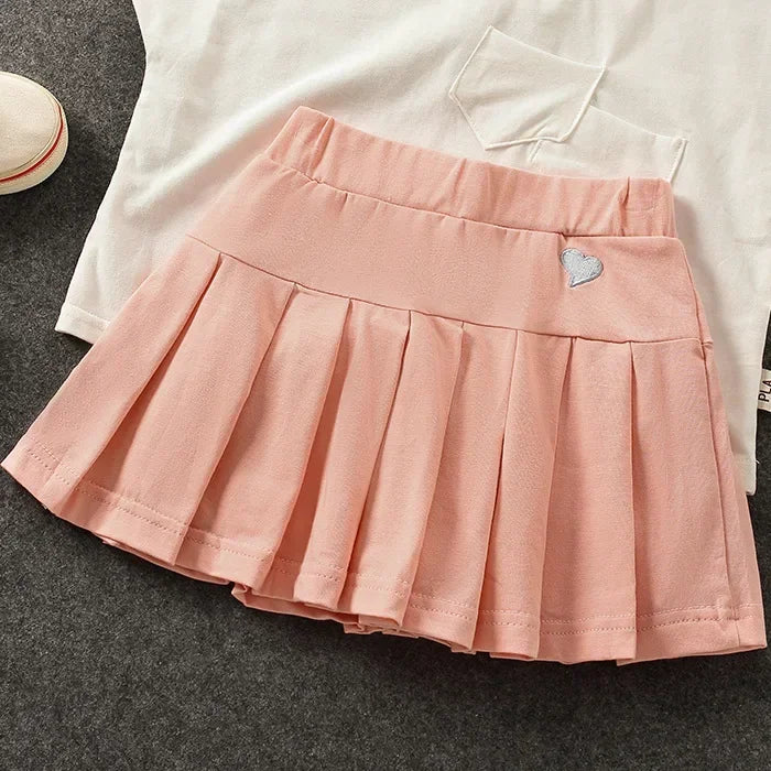 Girls' New All-Match Pleated Culottes Medium And Small Children'S Summer Skirt With Inner Safety Pants Student Uniform Skirts
