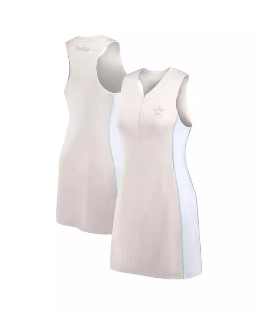 Fanatics | Women's Cream Dallas Cowboys Studio Boost Athletic Half-Zip Dress