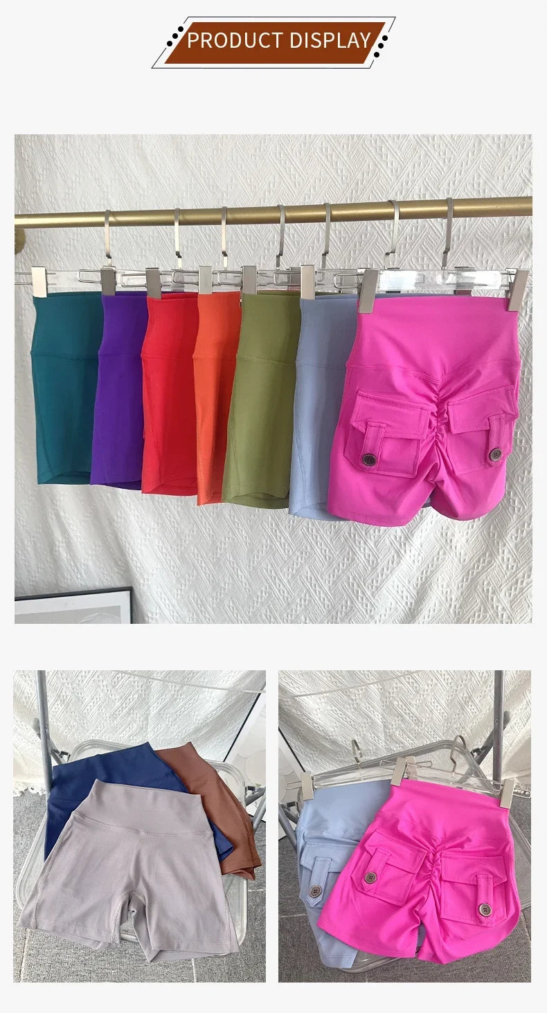 Women Yoga Shorts High Waist Workout Shorts Fitness Yoga Lift Butt Fitness Ladies Yoga Gym Running Short Pants Sportswear