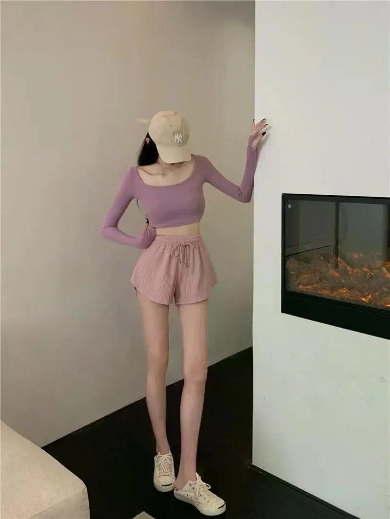 Women Gym Fitness Running Shorts Women's Summer Thin Style Loose Casual Large Size Wide Leg High Waist A-word Sports Hot Pants