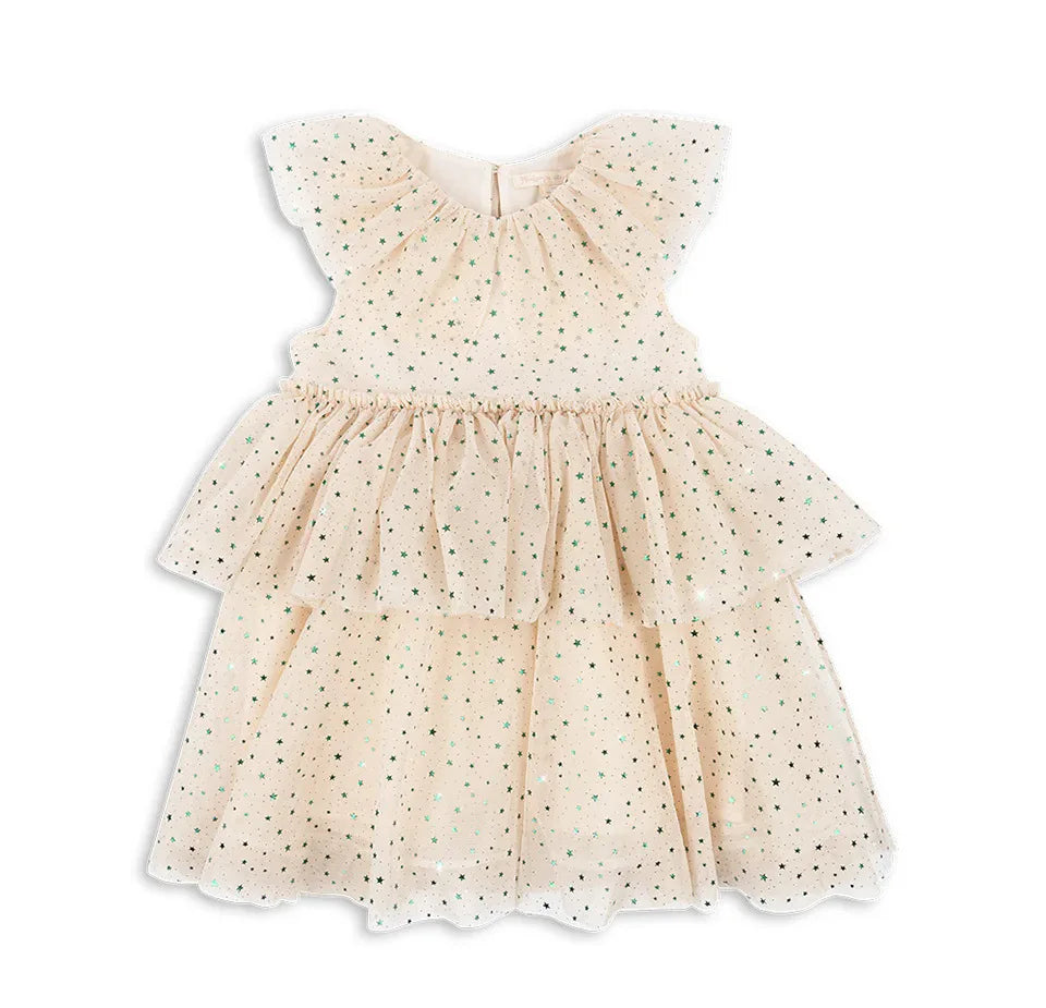 2024 KS Baby Girls Star Sequins Dress Kids Clothes Girls Mesh Princess Dresses Children Casual Skirts Christmas Party Vestidos