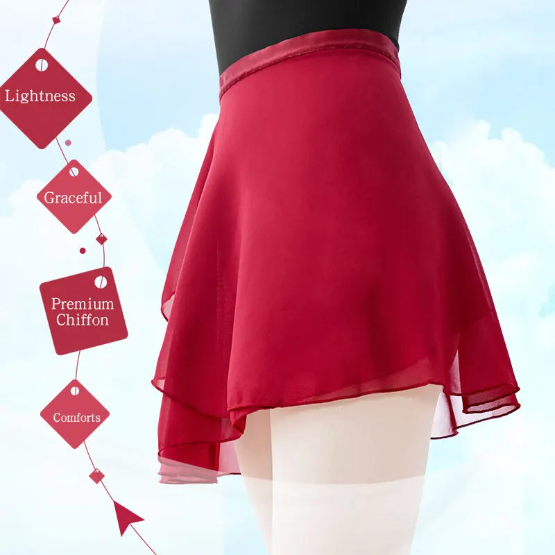 Women Ballet Skirt Black Chiffon Dance Skirt Girls Dance Wrap Skirt Semi-opaque Skirt Dance Skirt Ballerina Skirt Adjustable Tie