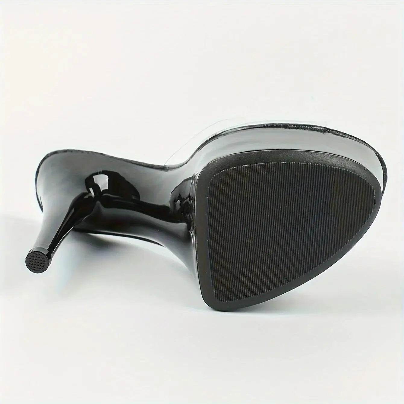 【US Local Send】 Women's Solid Color Platform Sandals, Slip On High Heel Transparent Dress Slides, Party Show Shoes 5.9in LFD