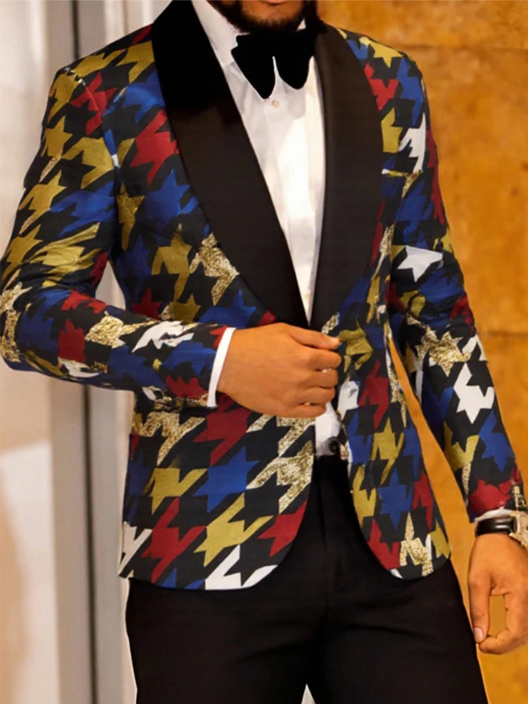 Men's Sport Coats & Blazers Flower Suit Jacket 1 Button Paisley Tuxedo Mardi Gras Carnival Parade Gift