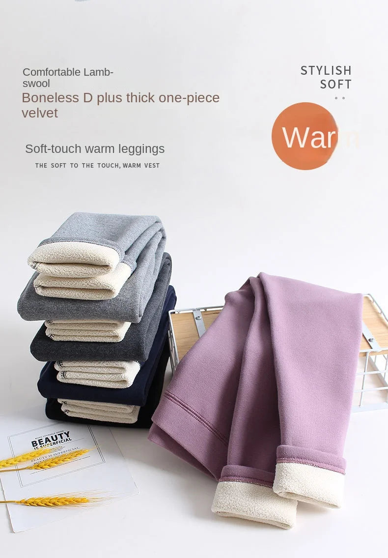Girls Leggings Boneless Fleece Thickened Autumn Winter Fleece Pants Children's Leggings Winter Solid Color Trousers Outer Wear