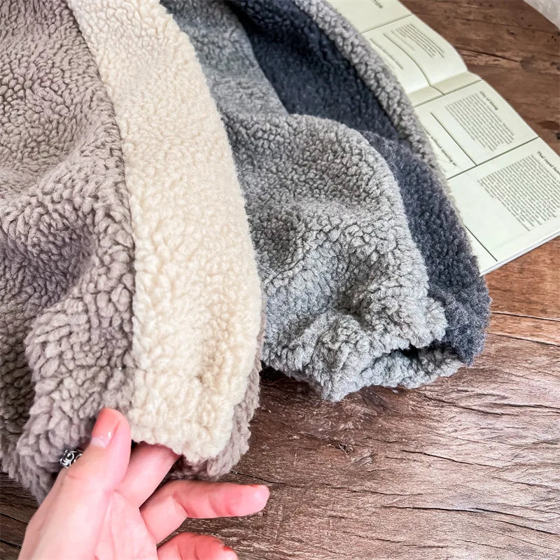 2025 Winter New Children Warm Trousers Baby Loose Lamb Fleece Pants Toddler Girls Casual Pants Solid Baby Boys Harem Pants