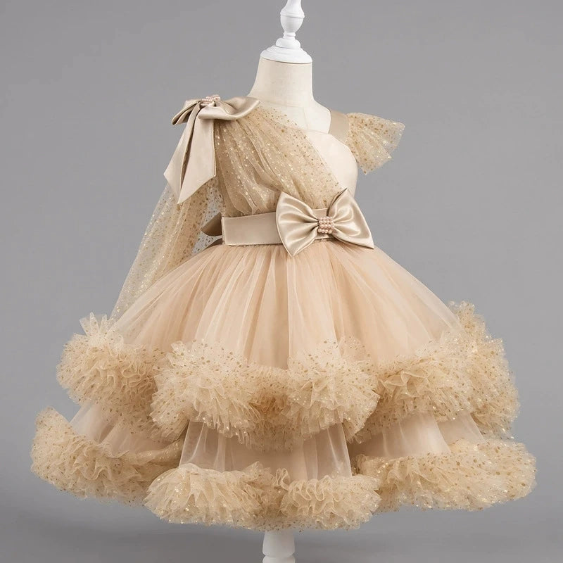 Fashion Solid Color Girl Princess Dress Lace Sleeveless Bow Dress for Girls Summer New Kids Girls Party Dresses 1-9 Years