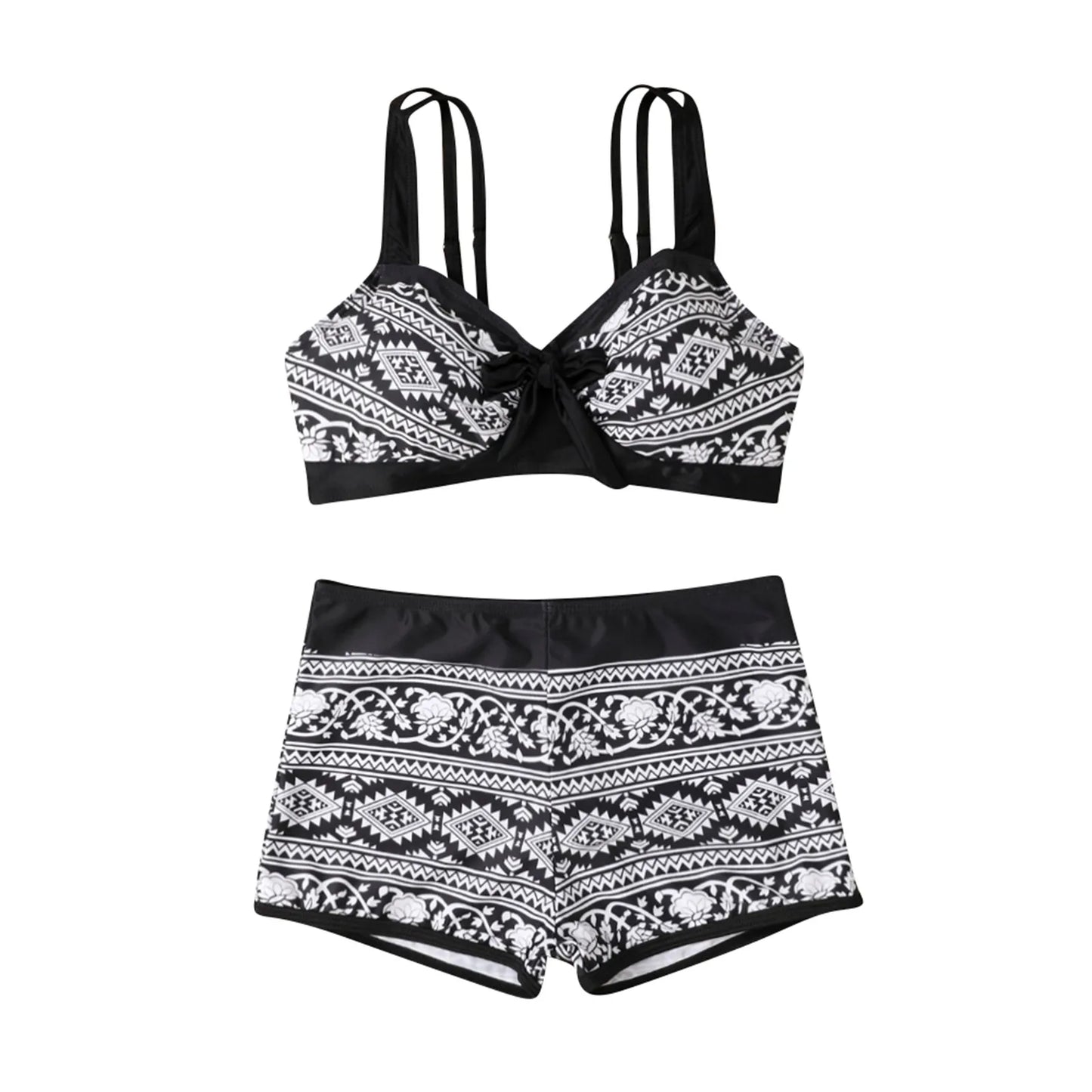 Womens Swimsuits Big Breast Elastic High Waisted Bikinis Sexy Push Up Two Pieces Bathing Suit Ladies Vintage Printed Biquinis
