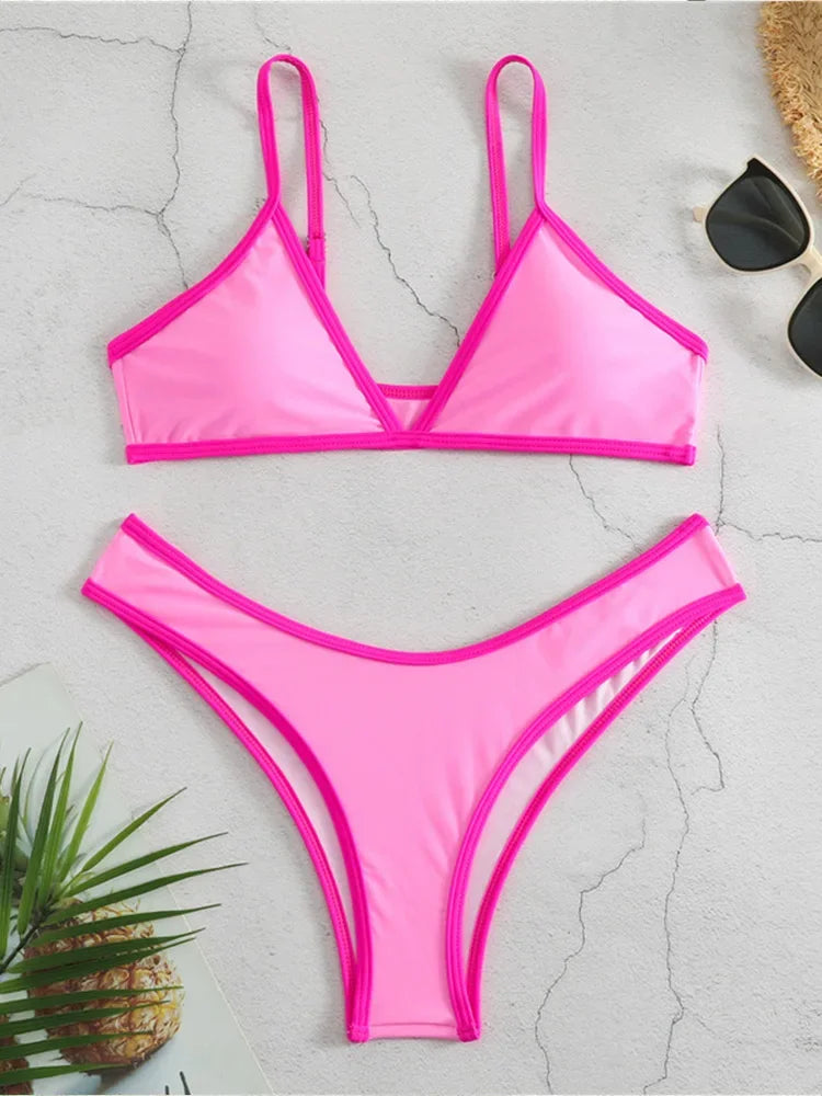 Sexy Bikini 2025 Swimsuit Women Swimwear Beachwear Female Bathing Suit Patchwork Basic Bikini set 2 piece Push-up Swim Suits