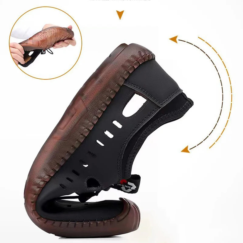 Summer Men's Casual Sandals Fashion Hollow Out Breathable Shoes Flat Business Soft Bottom  Sandalias Outdoor Beach Shoes