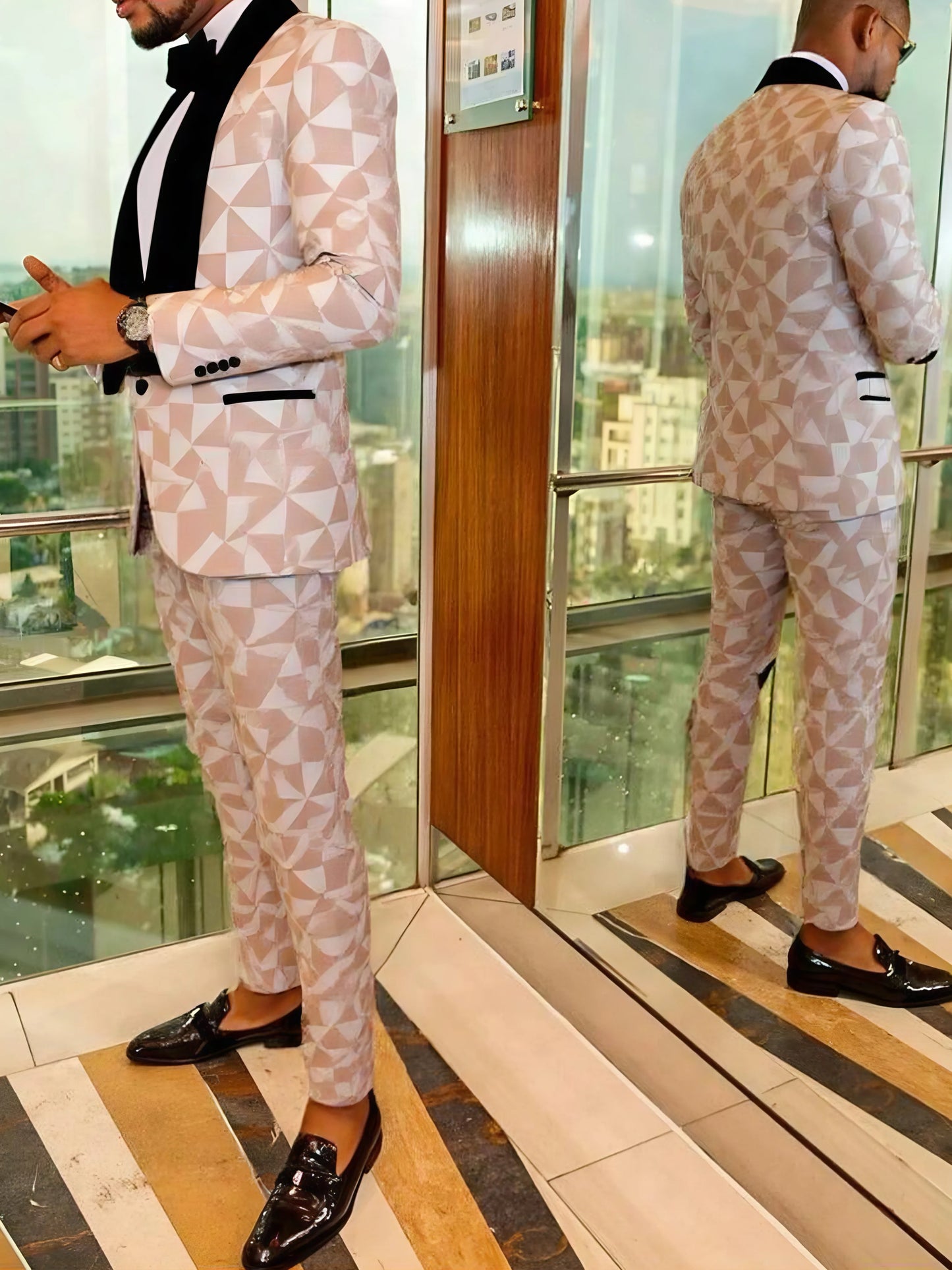 Mens Suits Tuxedo Suit Set Slim Fit 2 Piece Luxurious Party Dinner Jacket Pants