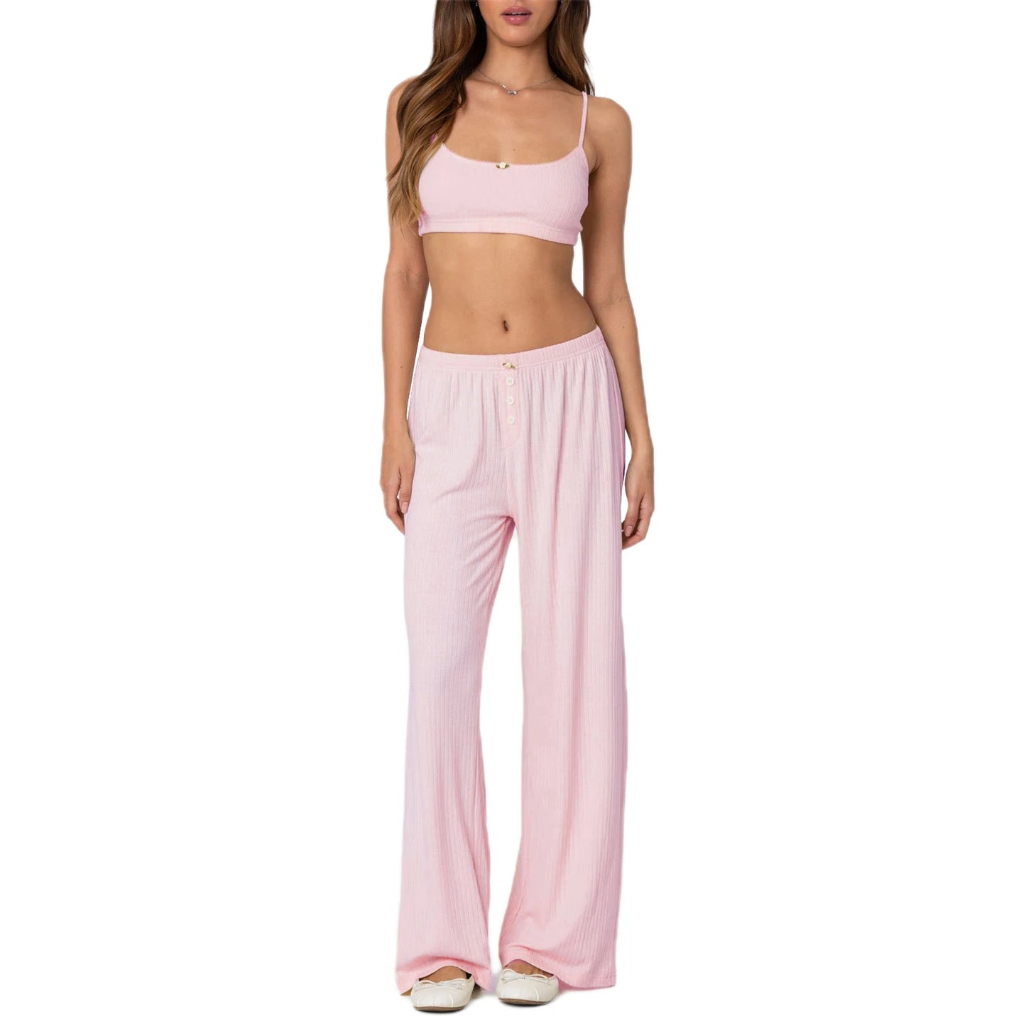 Elegant Floral Print Sleeveless Top and High Waisted Trousers Set Stylish 2-Piece Summer Outfit for Women