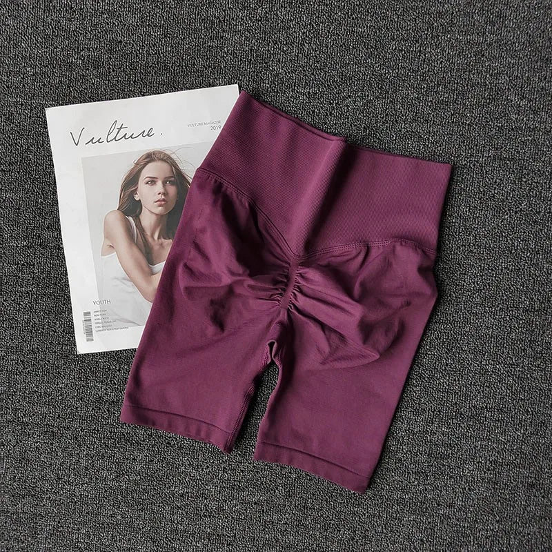 Summer Women's Yoga Shorts High Waist Fitness Workout Shorts  Sexy Booty Sport Shorts Soft Gym Shorts Running Cycling Shorts