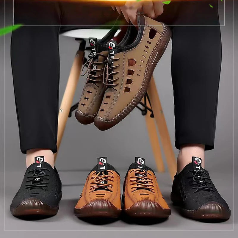 Summer Men's Casual Sandals Fashion Hollow Out Breathable Shoes Flat Business Soft Bottom  Sandalias Outdoor Beach Shoes