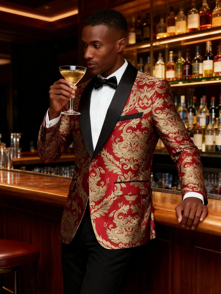 Men's single-piece top, sports jacket, and suit jacket, shawl lapel single-button slim-fitting long-sleeved jacket, evening dres