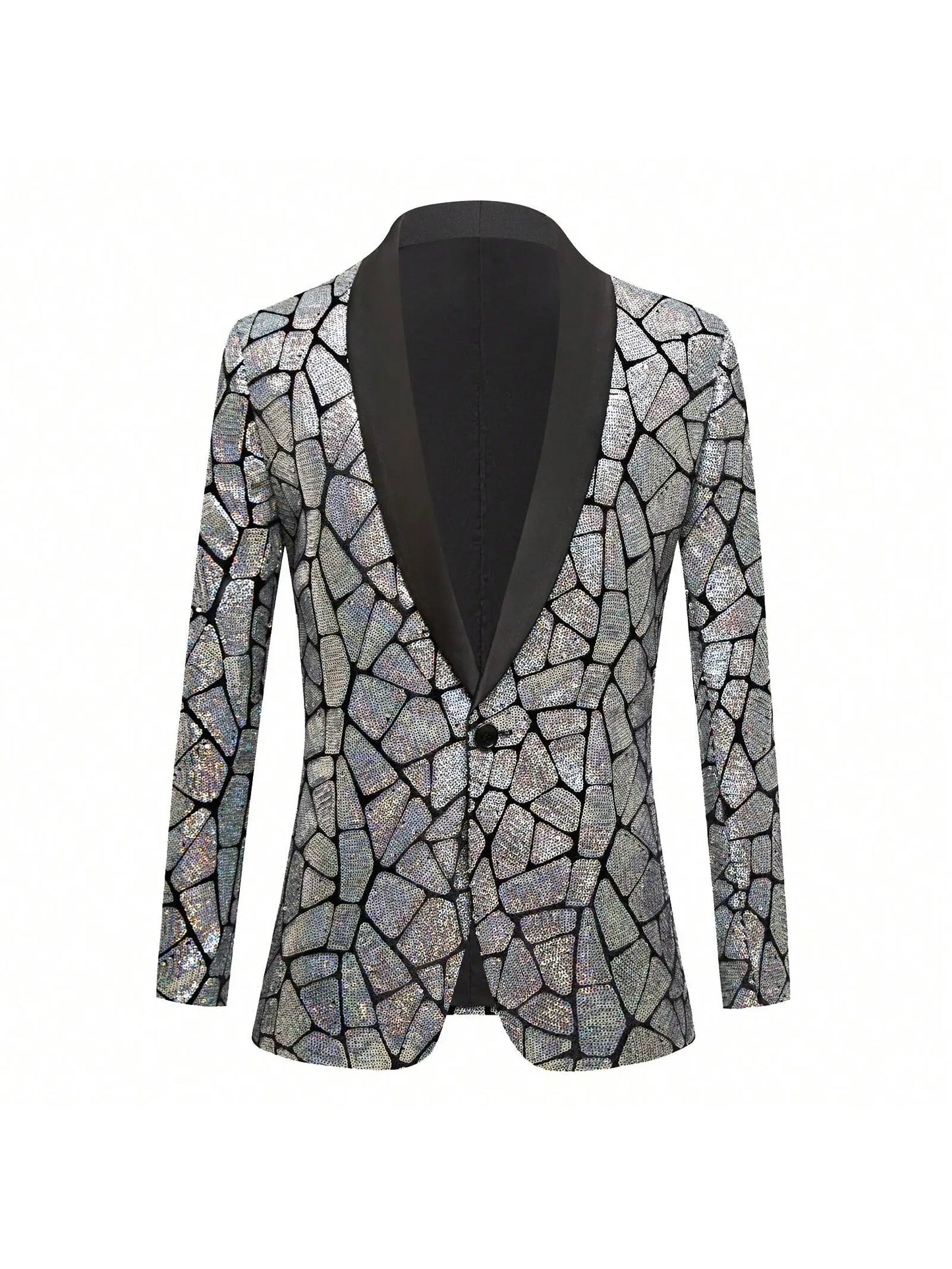 Men's Shiny Sequins Blazer Suit Jacket Stylish Tuxedo for Party,Wedding,Banquet,Prom