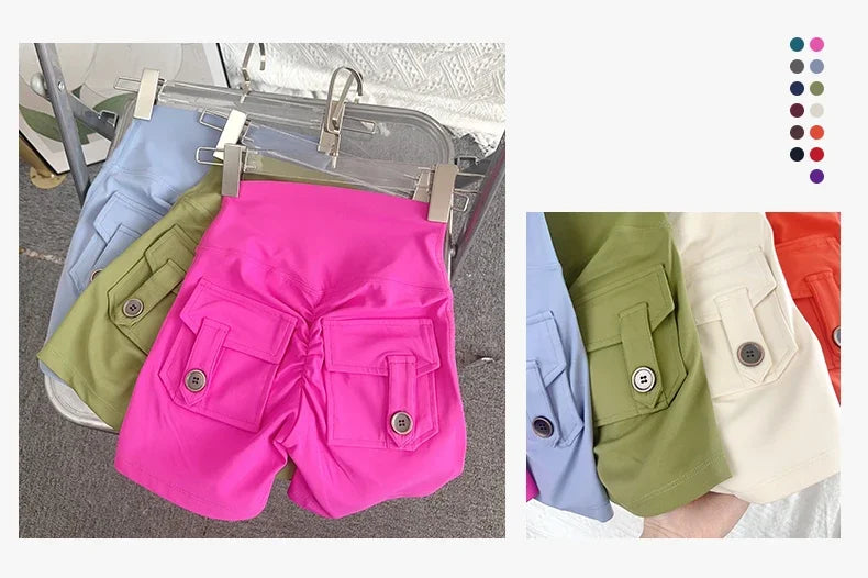 Women Yoga Shorts High Waist Workout Shorts Fitness Yoga Lift Butt Fitness Ladies Yoga Gym Running Short Pants Sportswear