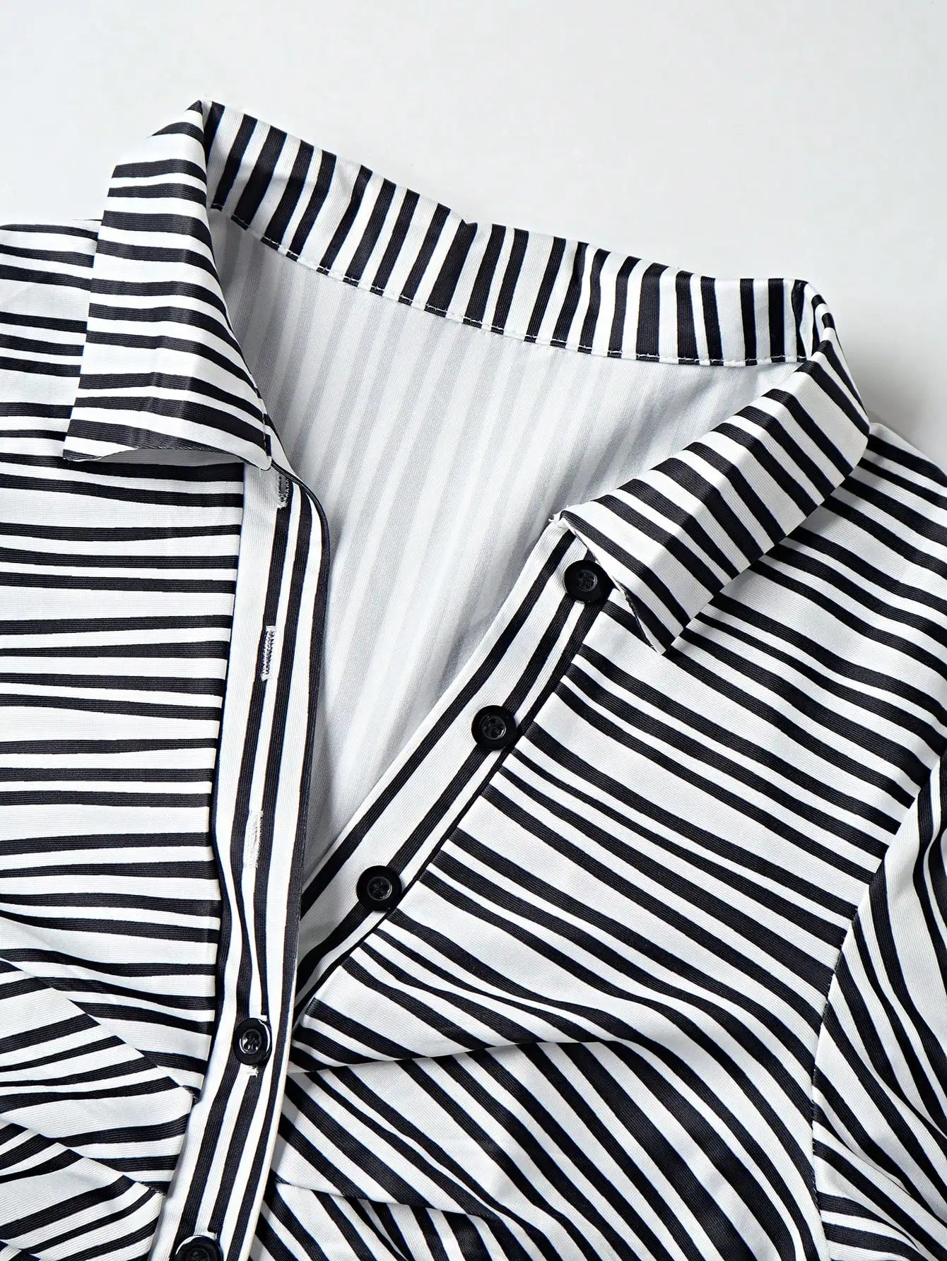 Christmas Gift Women's Striped Two-Piece Set - Long-Sleeve Button-Down Shirt & Mini Skirt