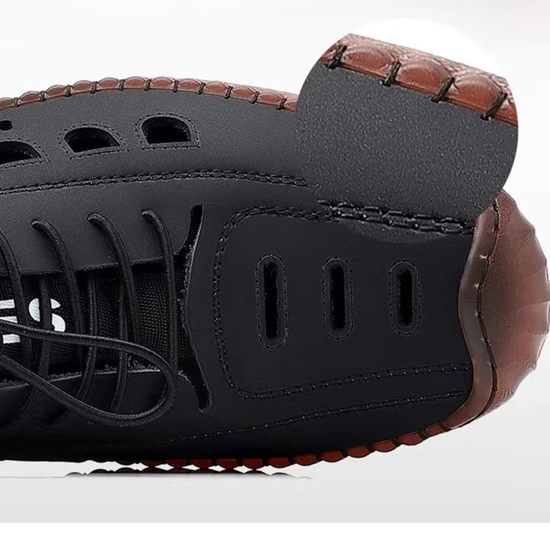 Summer Men's Casual Sandals Fashion Hollow Out Breathable Shoes Flat Business Soft Bottom  Sandalias Outdoor Beach Shoes