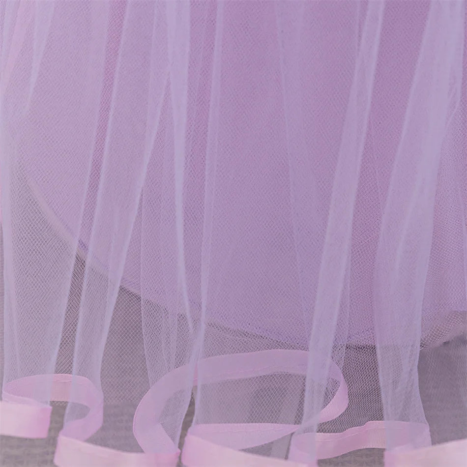 Snow White Rapunzel Sofia Purple Princess Dress Toddler Cosplay Halloween Carnival Party Mesh Gown Girls Birthday Bow Vestidos