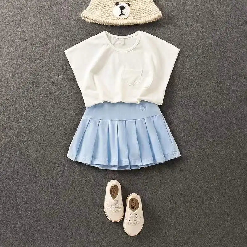 Girls' New All-Match Pleated Culottes Medium And Small Children'S Summer Skirt With Inner Safety Pants Student Uniform Skirts