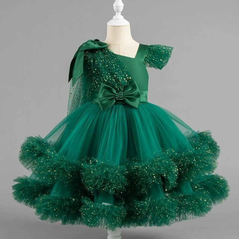 Fashion Solid Color Girl Princess Dress Lace Sleeveless Bow Dress for Girls Summer New Kids Girls Party Dresses 1-9 Years