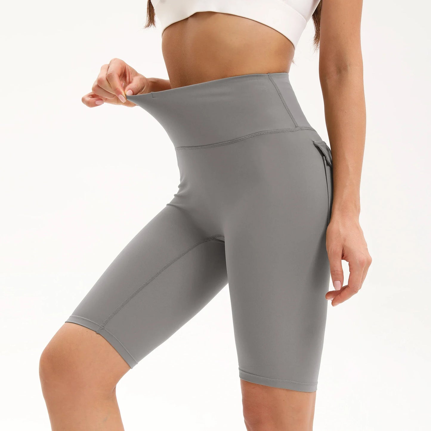 3pcs Women'S High-waisted Gym Shorts With Pockets, Super Soft Tummy Control No See Through Workout Running Yoga Athletic Shorts