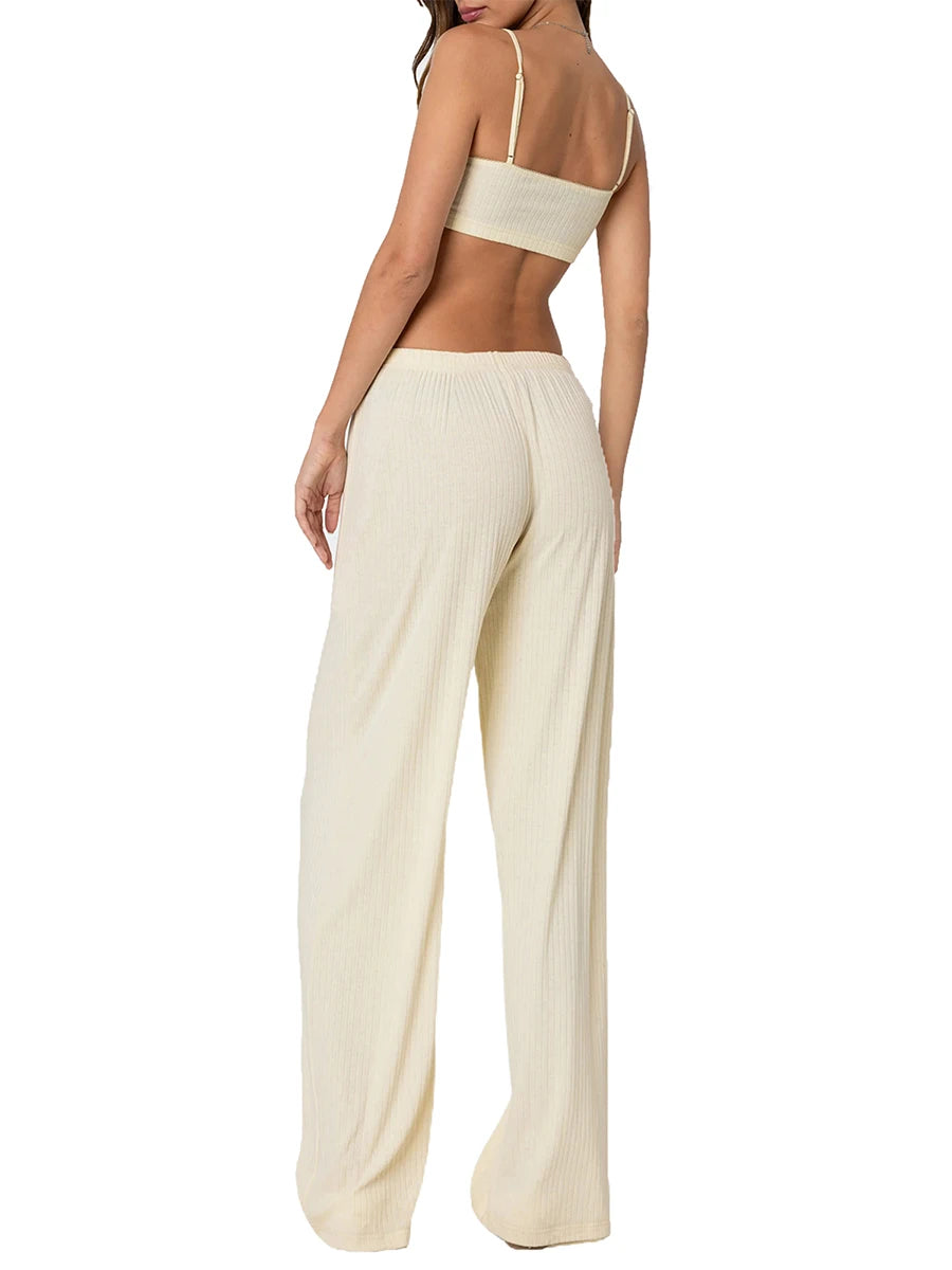 Elegant Floral Print Sleeveless Top and High Waisted Trousers Set Stylish 2-Piece Summer Outfit for Women