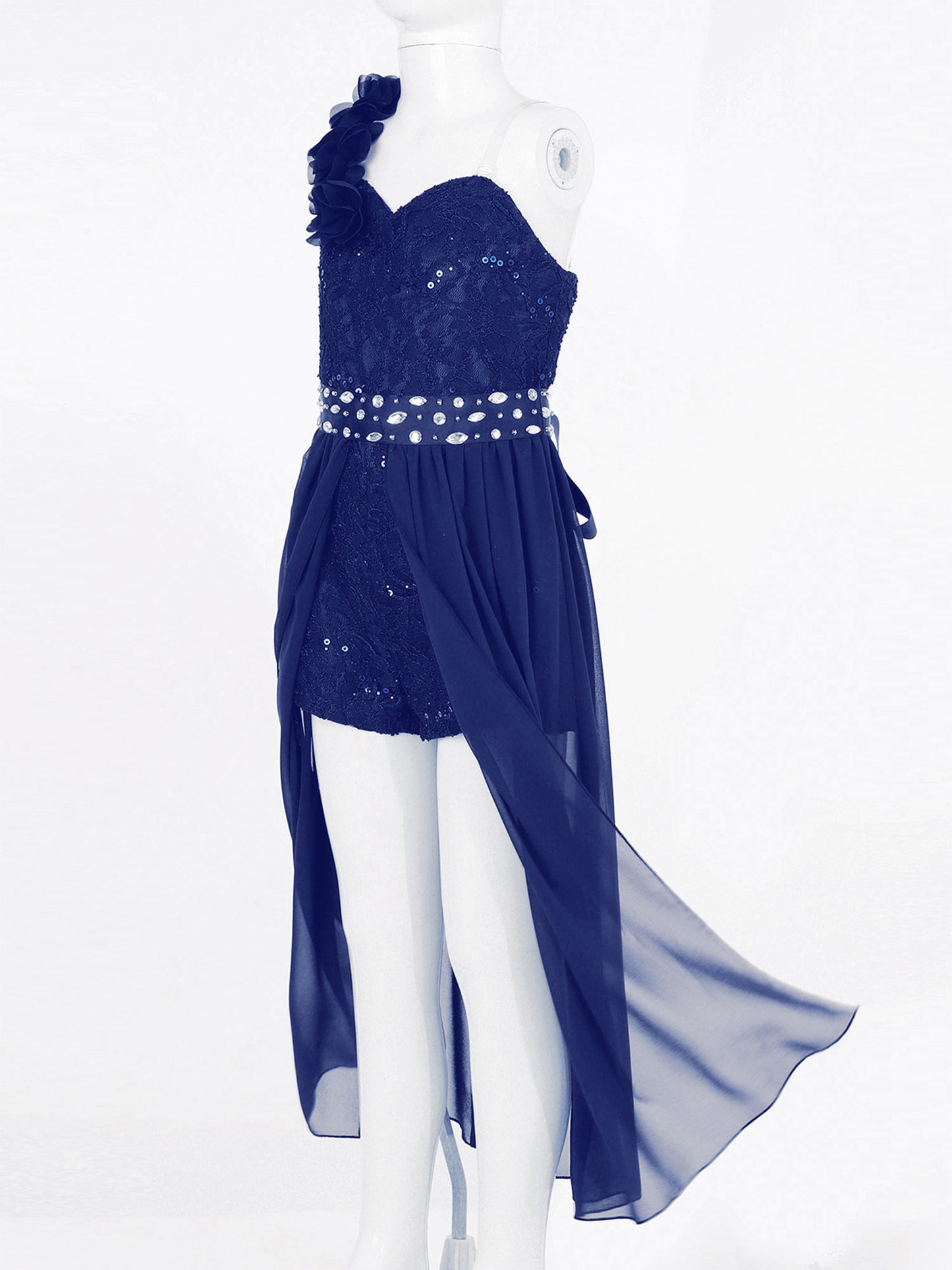 Children's Girls Maxi Romper Dress Sleeveless Floral Lace Rhinestone vestidos Kids Performance Dance Dress Girls Summer Dress