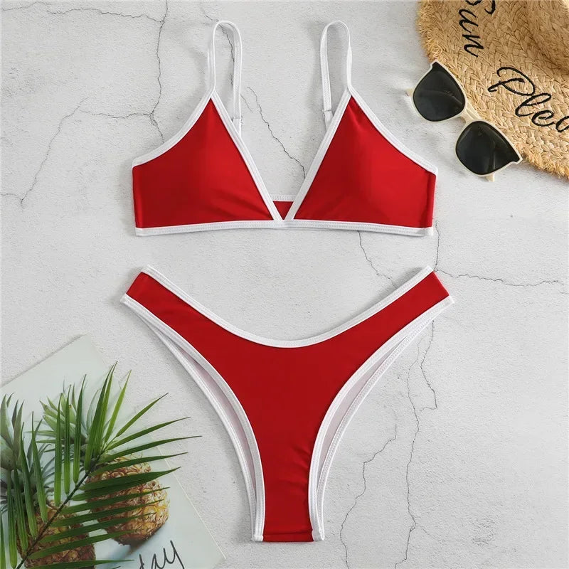 Sexy Bikini 2025 Swimsuit Women Swimwear Beachwear Female Bathing Suit Patchwork Basic Bikini set 2 piece Push-up Swim Suits