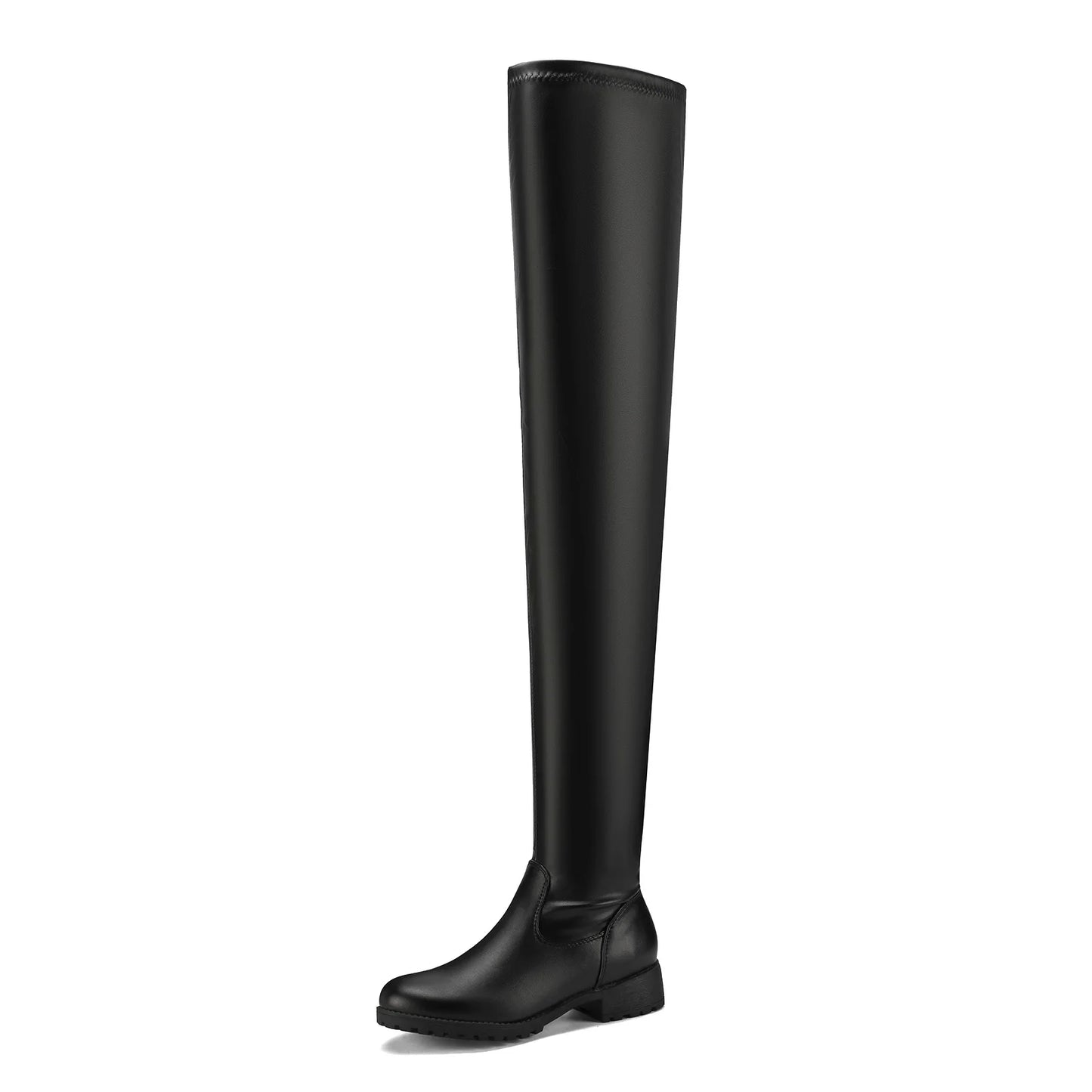 Women's stretchy thigh-high boots, trendy and waterproof. Over-the-knee design with platform sole, perfect for rainy cold weathe