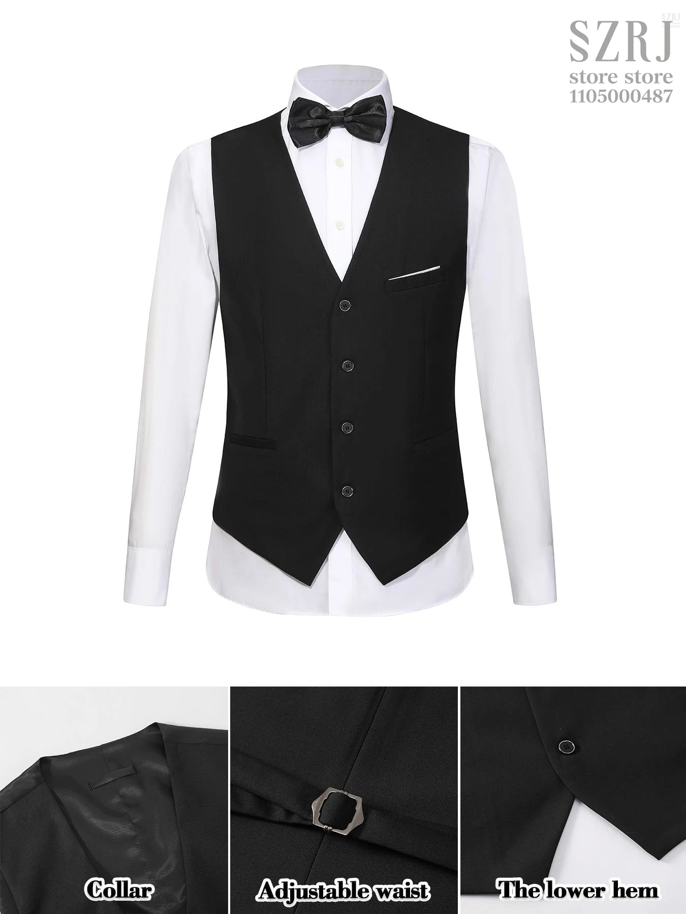 4-Piece Men's Suit: Jacket, Pants, Vest & Gold Tie. Fashionable, Concise, Multifunctional. For Business, Banquets, Weddings.