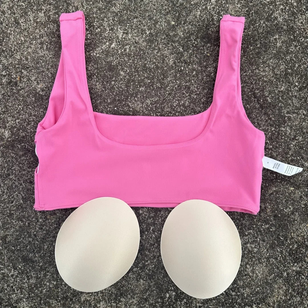 Solid Color Hollow back shoulder straps Square collar Gym Yoga Underwear Women  Fitness sport Bra Top Comprehensive Training pad