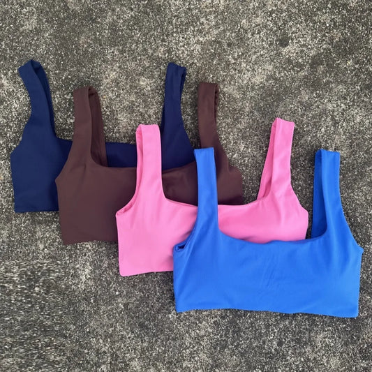 Solid Color Hollow back shoulder straps Square collar Gym Yoga Underwear Women  Fitness sport Bra Top Comprehensive Training pad