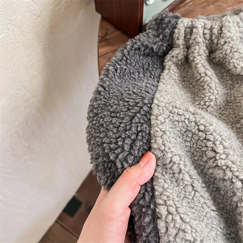 2025 Winter New Children Warm Trousers Baby Loose Lamb Fleece Pants Toddler Girls Casual Pants Solid Baby Boys Harem Pants