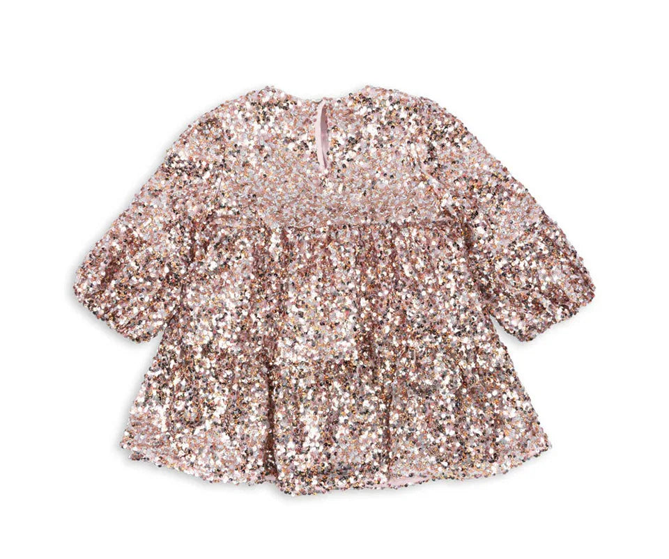 2024 KS Baby Girls Star Sequins Dress Kids Clothes Girls Mesh Princess Dresses Children Casual Skirts Christmas Party Vestidos