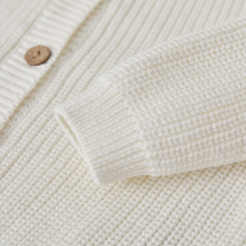 Suefunskry Baby Boys Girls Autumn Winter Knitted Sweater Long Sleeve Solid Color Single-breasted Knitwear Cardigan Jacket