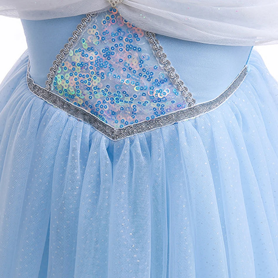 Elsa Summer Princess Dress Girls Cosplay Masquerade Party Vestidos Kids Birthday Clothes Children Carnival Halloween Gown