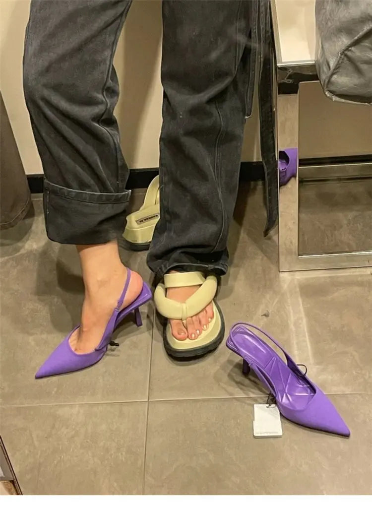 Oulylan High heeled Sandals  Women's Shoes Fashion Pumps Pointed Toe High Heels Shallow Women's Sandals Shoes for Women