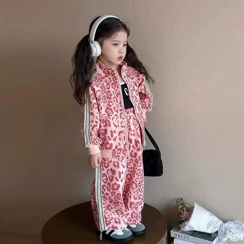 Autumn Girls Sets Children's Warm Suit Kids Zipped Long-Sleeved Coat Trousers 2Pcs New Boys Fashion Outfit Baby Casual Clothes