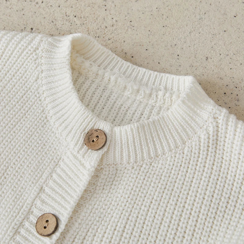 Suefunskry Baby Boys Girls Autumn Winter Knitted Sweater Long Sleeve Solid Color Single-breasted Knitwear Cardigan Jacket