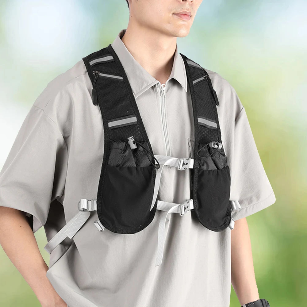 Hydration Running Vest Running Phone Holder Vest Multi-pockets Lightweight Cycling Backpack Breathable for Outdoor Sports