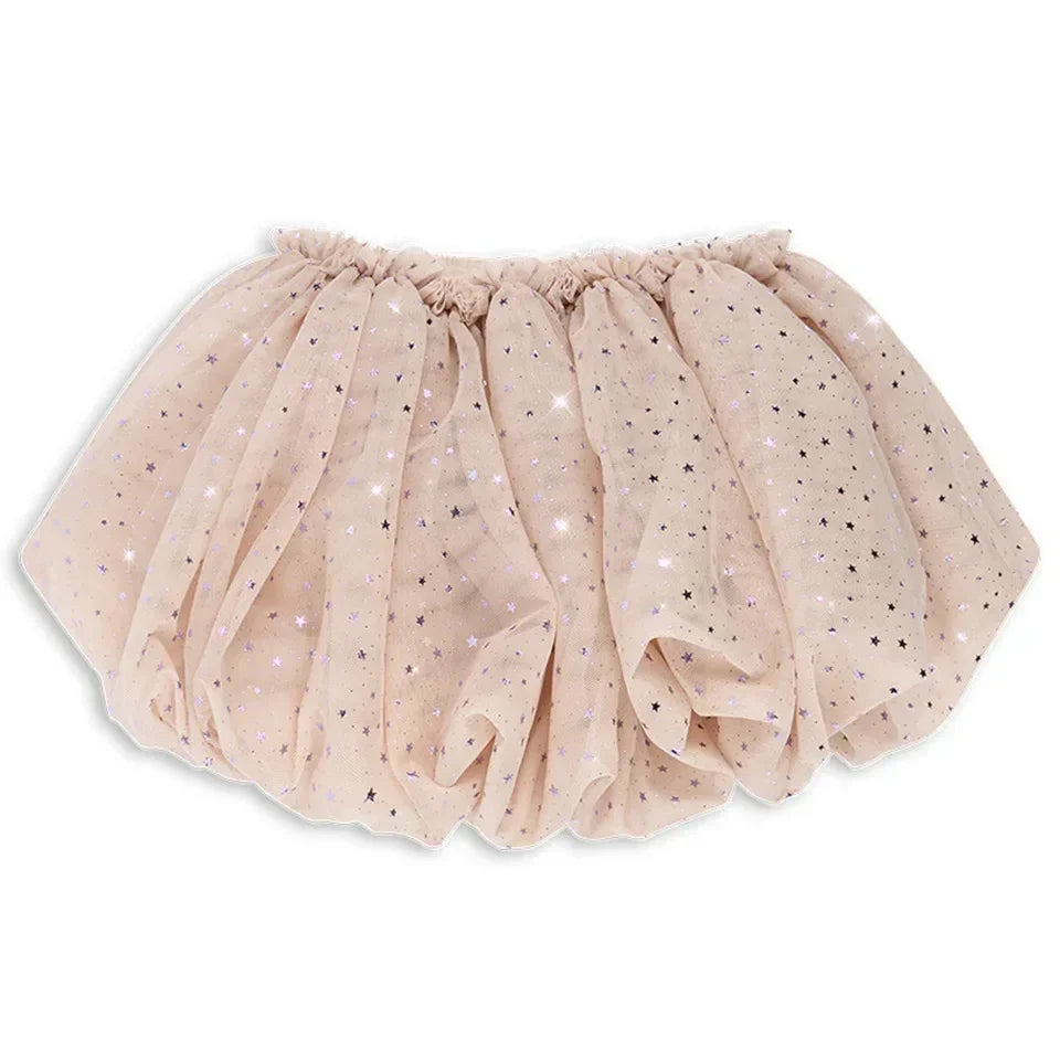 2024 KS Baby Girls Star Sequins Dress Kids Clothes Girls Mesh Princess Dresses Children Casual Skirts Christmas Party Vestidos