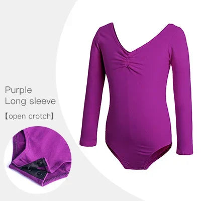 Girls Ballet Leotards Professional Gymnastics Leotard Dance Bodysuits Cotton Dance Leotards Long Sleeve Bodysuit for Dancing