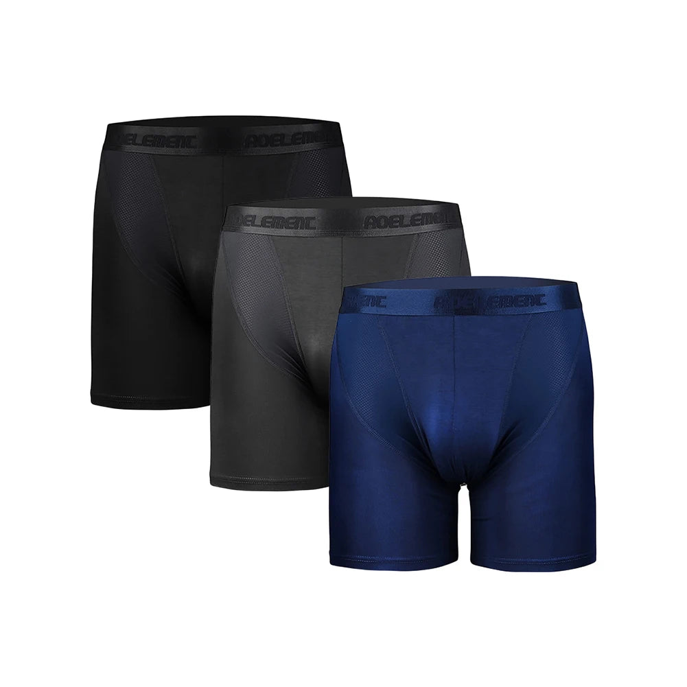 Men's Running Shorts Boxers Shorts pants Modal Underwear Ice Silk Panties Man Breathable Pouch Middle Long Leg Sports Underpants