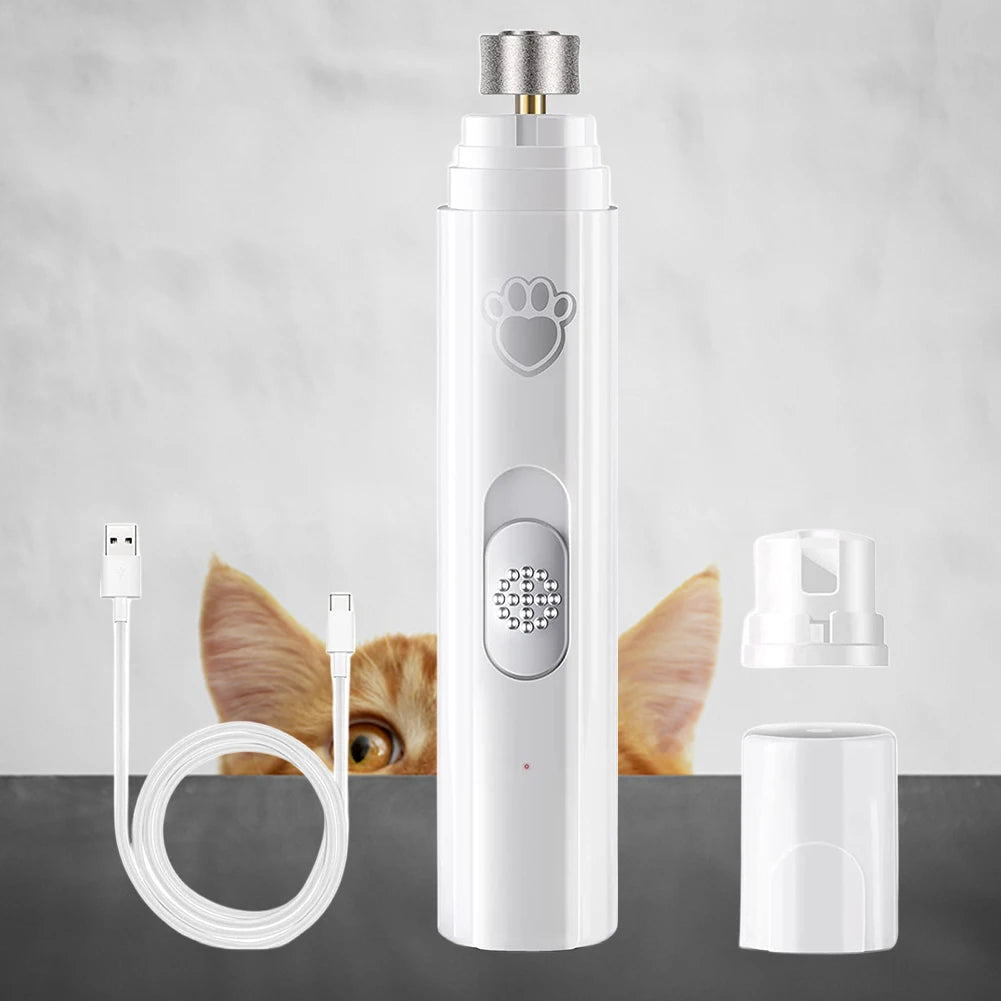 Electric Dog Nail Grinder USB Rechargeable LED Light Pet Nail Trimmer with 2 Speed Settings and Polisher Wheel